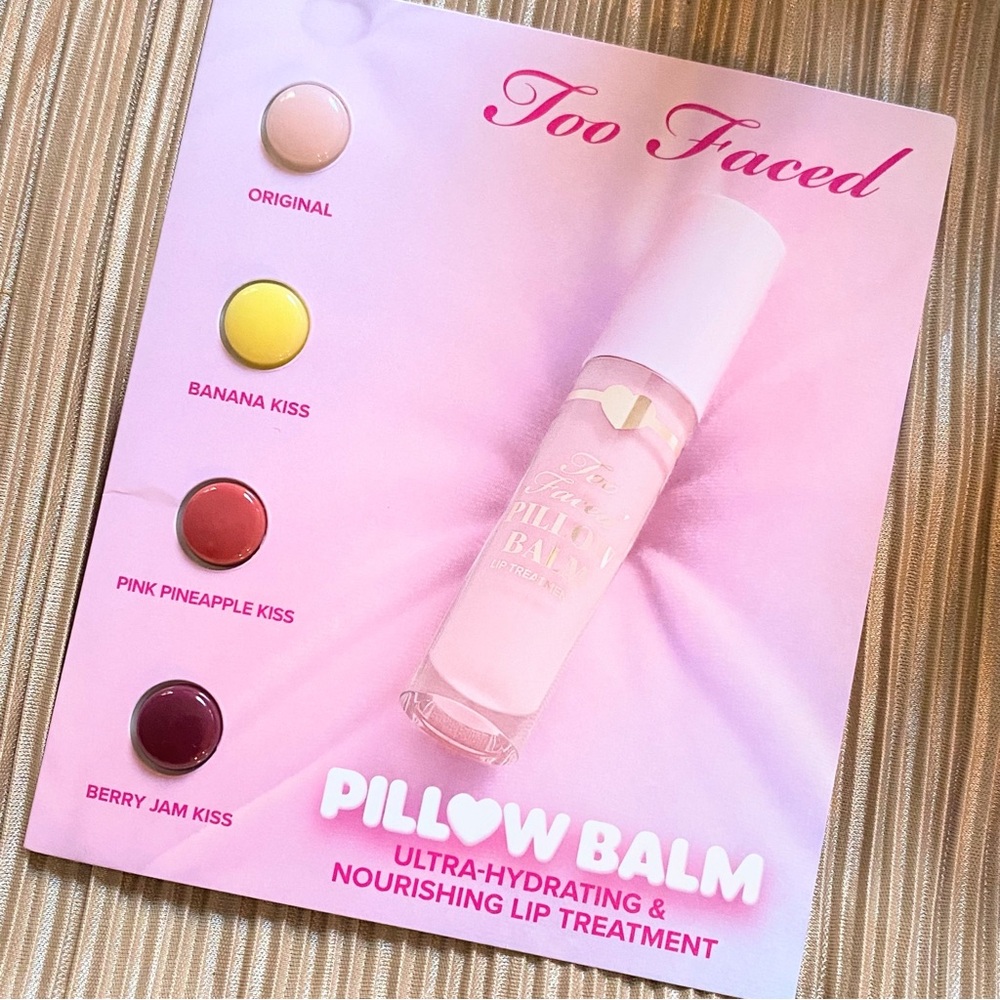 Too Faced Pillow Balm Lip Treatment Set 4 Shades BANANA PINEAPPLE KISS BERRY JAM